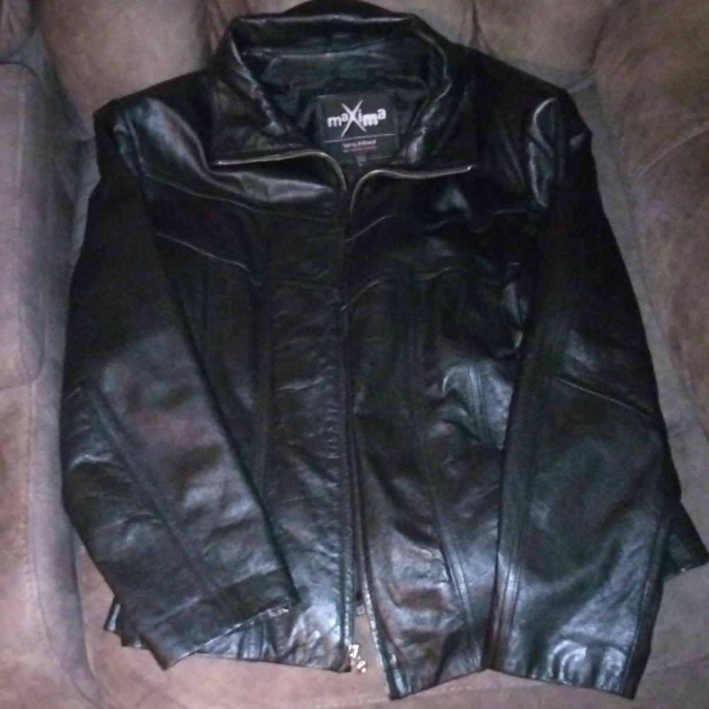 Maxima Dark Leather Jacket for Women